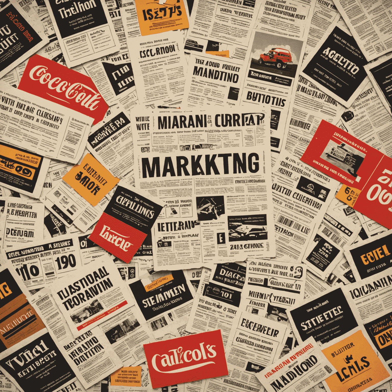 Koláž zobrazující vývoj marketingových strategií s kupóny od novinových inzerátů po moderní digitální kampaně.