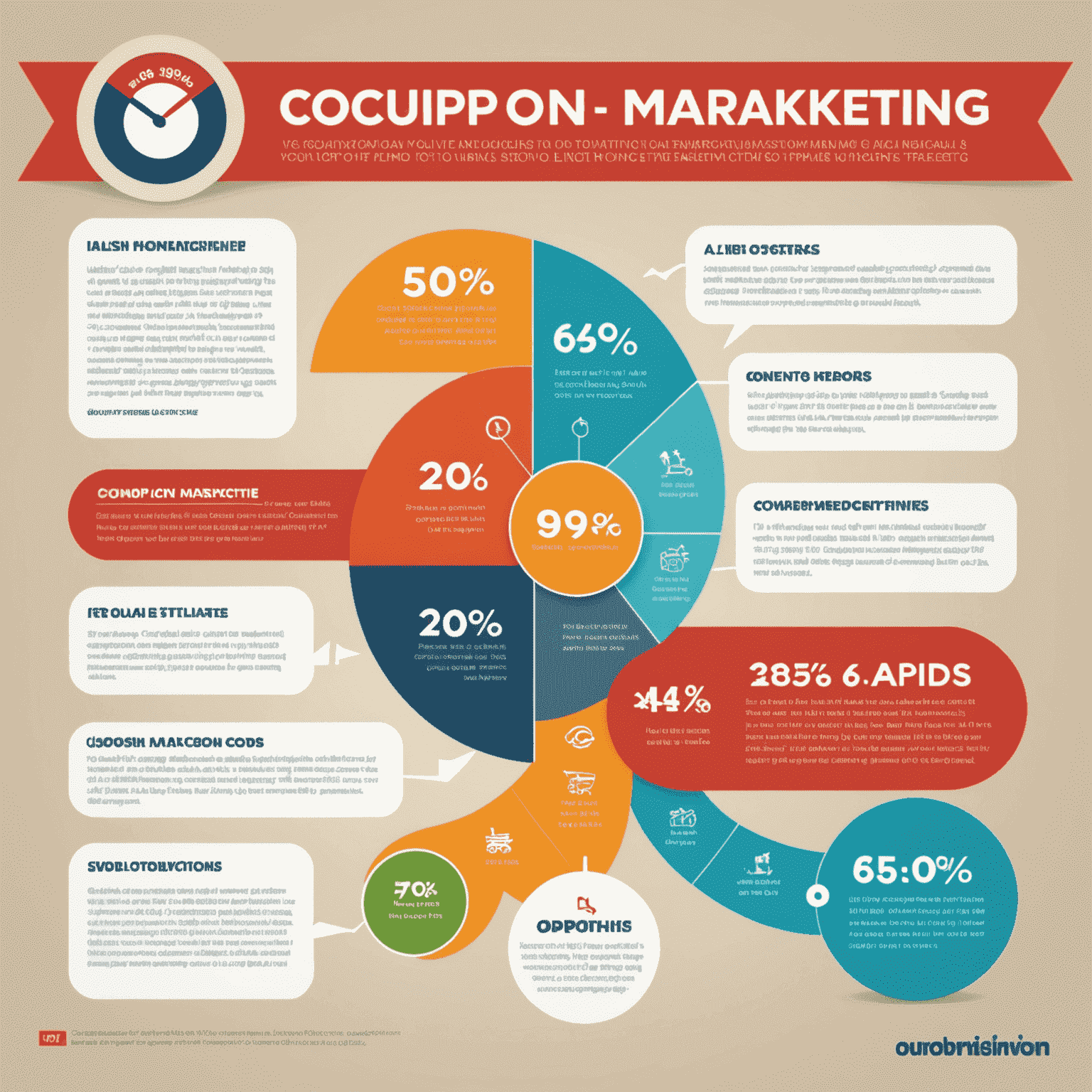 Infografika zobrazující vývoj marketingových strategií s využitím kuponů v průběhu času